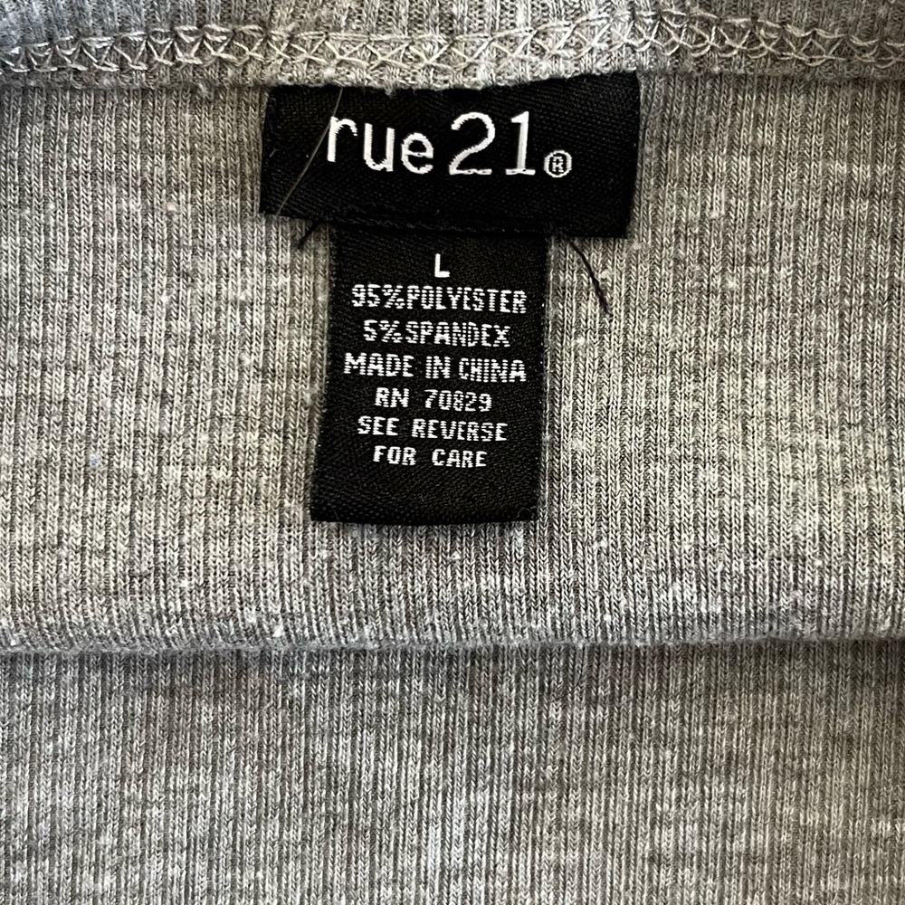 RUE 21 DOUBLE STRAP X-BACK RACERBACK GRAY RIBBED HIGH NECK ATHLEISURE TANK TOP - Picture 8 of 8
